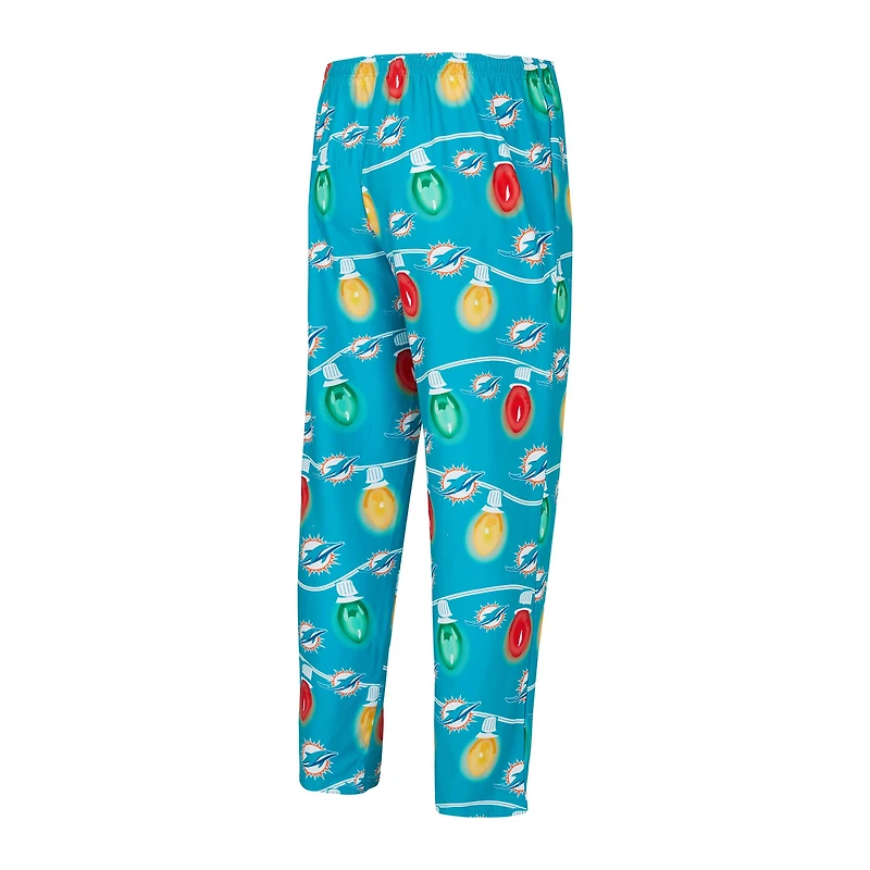 Ensemble t-shirt à manches longues et pantalon en tricot Garland Raglan pour hommes Concepts Sport Aqua Miami Dolphins