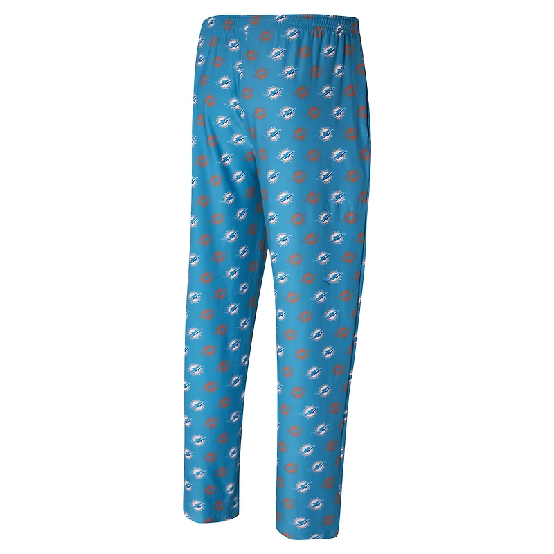 Pantalon en tricot Record All Over de Miami Dolphins Concepts Sport Aqua pour hommes