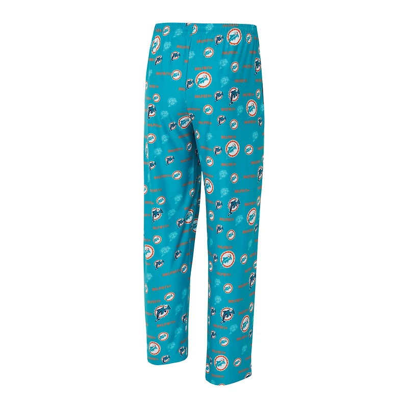 Pantalon en tricot à imprimé mosaïque rétro Concepts Sport Aqua Miami Dolphins pour homme