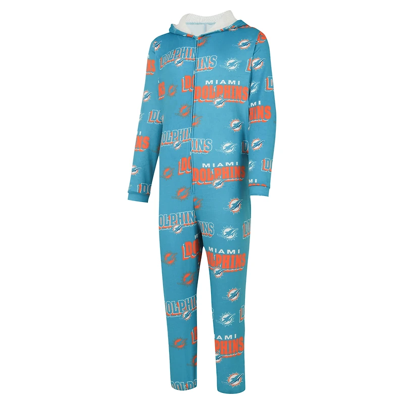 Combinaison de Sport à fermeture éclair intégrale en micropolaire Roadway pour hommes Concepts Aqua Miami Dolphins