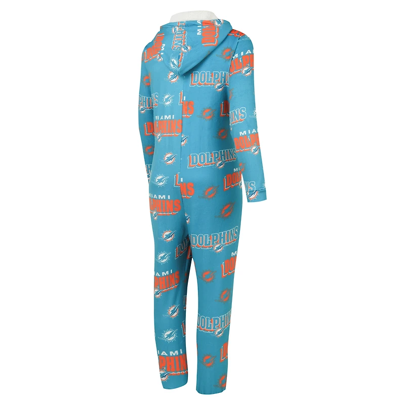 Combinaison de Sport à fermeture éclair intégrale en micropolaire Roadway pour hommes Concepts Aqua Miami Dolphins