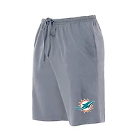 Men's Concepts Sport  Heather Gray Miami Dolphins Big & Tall Fleece Lounge Shorts