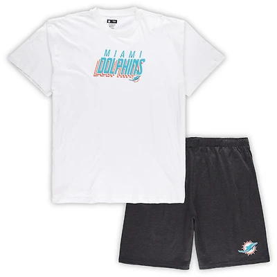 Ensemble haut et short Concepts Sport blanc/anthracite pour homme des Dolphins de Miami, grande taille