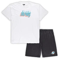 Ensemble haut et short Concepts Sport blanc/anthracite pour homme des Dolphins de Miami, grande taille