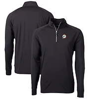 Pull-over rétro à fermeture éclair quart de tour pour homme Cutter & Buck, noir, Miami Dolphins, Adapt Eco Knit, extensible et recyclé, grande taille