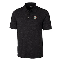 Men's Cutter & Buck Black Miami Dolphins Advantage Tri-Blend Space Dye Big Tall Throwback Polo