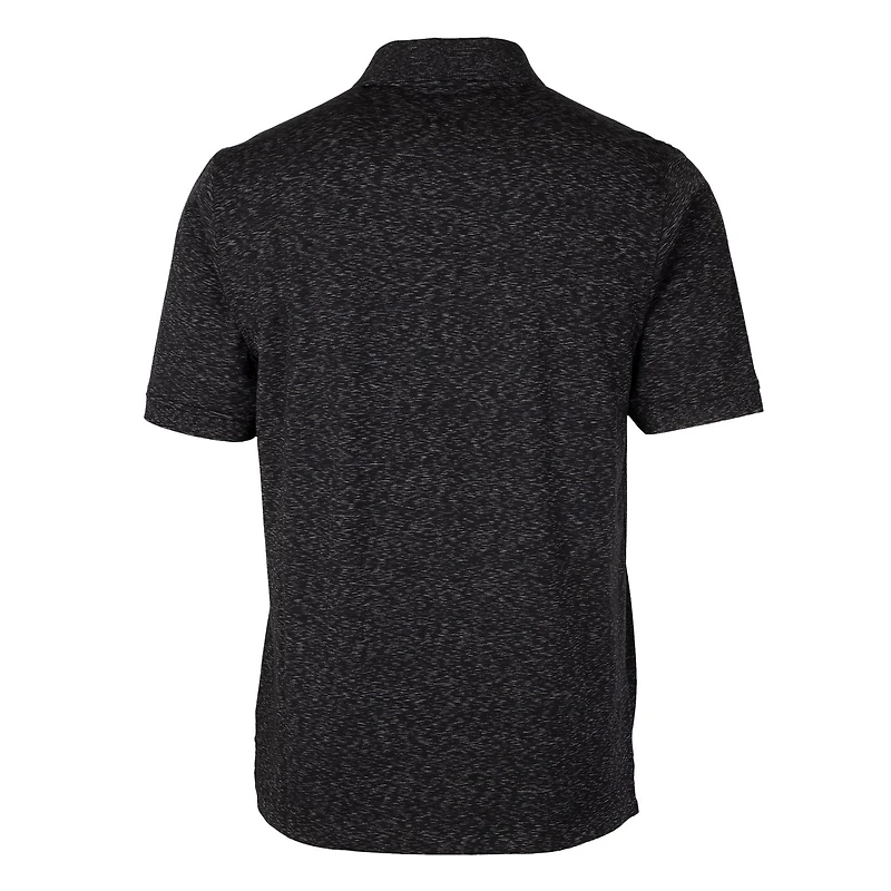 Men's Cutter & Buck Black Miami Dolphins Advantage Tri-Blend Space Dye Big Tall Throwback Polo