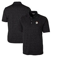 Men's Cutter & Buck Black Miami Dolphins Advantage Tri-Blend Space Dye Big Tall Throwback Polo