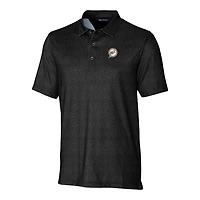 Men's Cutter & Buck Black Miami Dolphins Micro Floral Stretch Polo