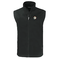 Gilet zippé intégral pour homme Cutter & Buck, noir, Miami Dolphins, style rétro, grande taille, Charter Eco