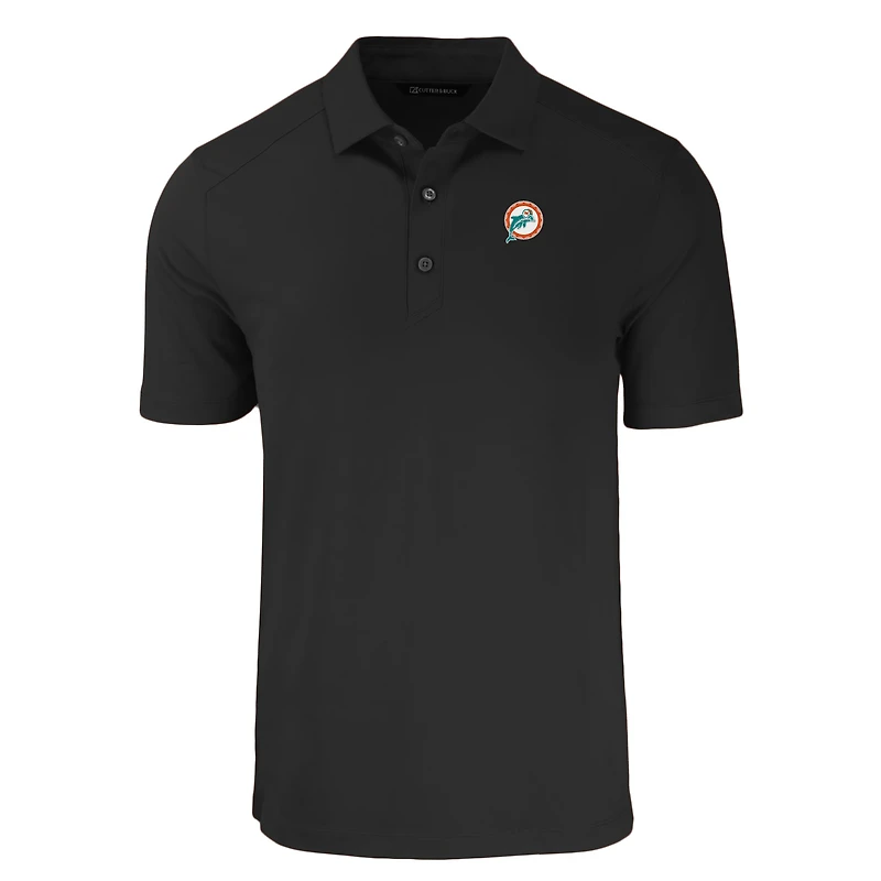 Polo recyclé noir Cutter & Buck Throwback Forge Eco Stretch des Dolphins de Miami pour homme