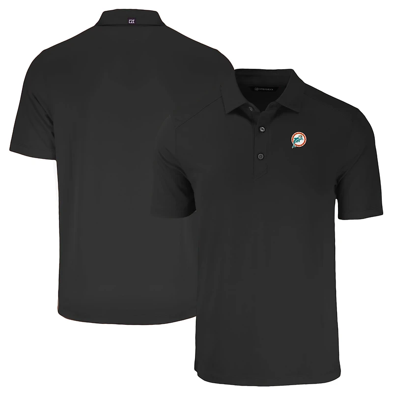 Polo recyclé noir Cutter & Buck Throwback Forge Eco Stretch des Dolphins de Miami pour homme
