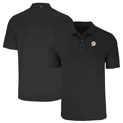 Polo recyclé noir Cutter & Buck Throwback Forge Eco Stretch des Dolphins de Miami pour homme