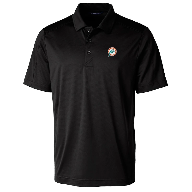 Polo extensible texturé Prospect noir à logo rétro des Dolphins de Miami pour homme Cutter & Buck
