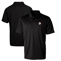 Men's Cutter & Buck Black Miami Dolphins Throwback Logo Prospect Textured Stretch Polo