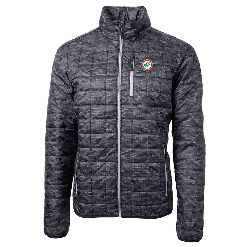 Doudoune isolante et entièrement zippée pour homme, noire, avec logo rétro des Dolphins de Miami, Rainier Eco, Cutter & Buck