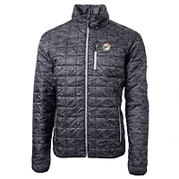 Doudoune isolante et entièrement zippée pour homme, noire, avec logo rétro des Dolphins de Miami, Rainier Eco, Cutter & Buck