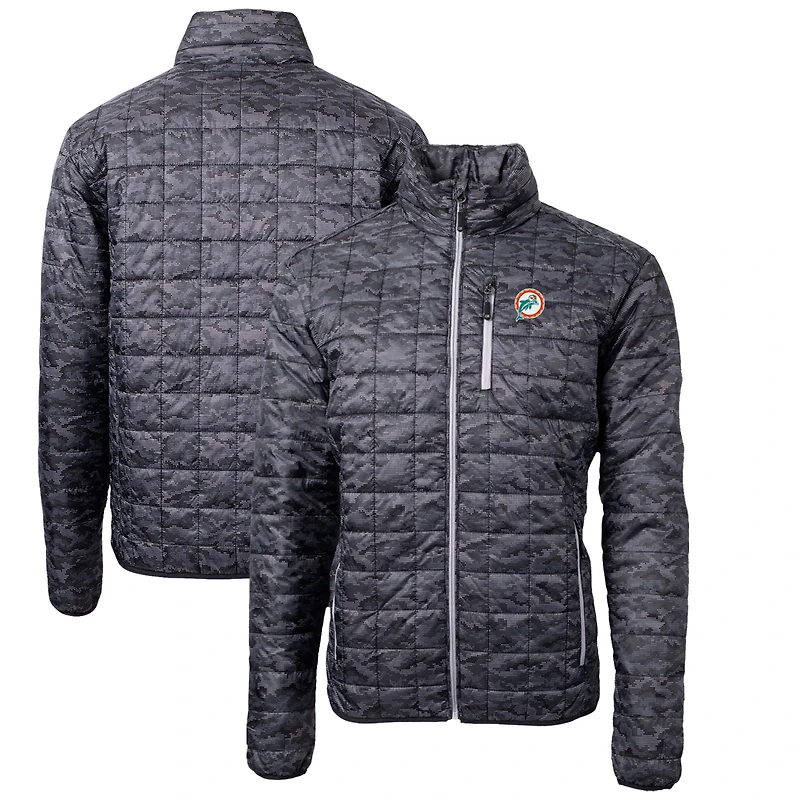 Doudoune isolante et entièrement zippée pour homme, noire, avec logo rétro des Dolphins de Miami, Rainier Eco, Cutter & Buck