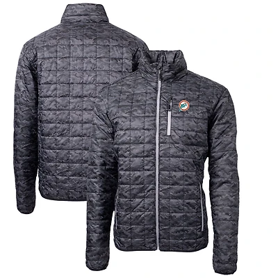 Doudoune isolante et entièrement zippée pour homme, noire, avec logo rétro des Dolphins de Miami, Rainier Eco, Cutter & Buck