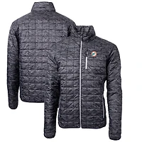 Doudoune isolante et entièrement zippée pour homme, noire, avec logo rétro des Dolphins de Miami, Rainier Eco, Cutter & Buck
