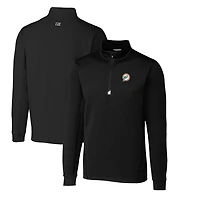 Pull-over extensible à fermeture éclair quart de tour pour homme Cutter & Buck, noir, avec logo rétro des Dolphins Miami, coupe ample et grande taille