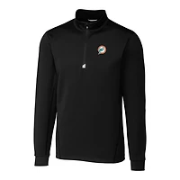 Men's Cutter & Buck Black Miami Dolphins Throwback Logo Traverse Stretch Quarter-Zip Pullover Top