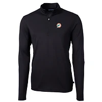 Pull-over zippé quart de tour en piqué recyclé noir avec logo rétro des Dolphins Miami pour homme, Cutter & Buck, Virtue Eco Pique, grande taille