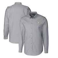 Chemise boutonnée extensible à manches longues et col boutonné pour homme, couleur anthracite, avec logo rétro des Dolphins de Miami, coupe Cutter & Buck, grande taille