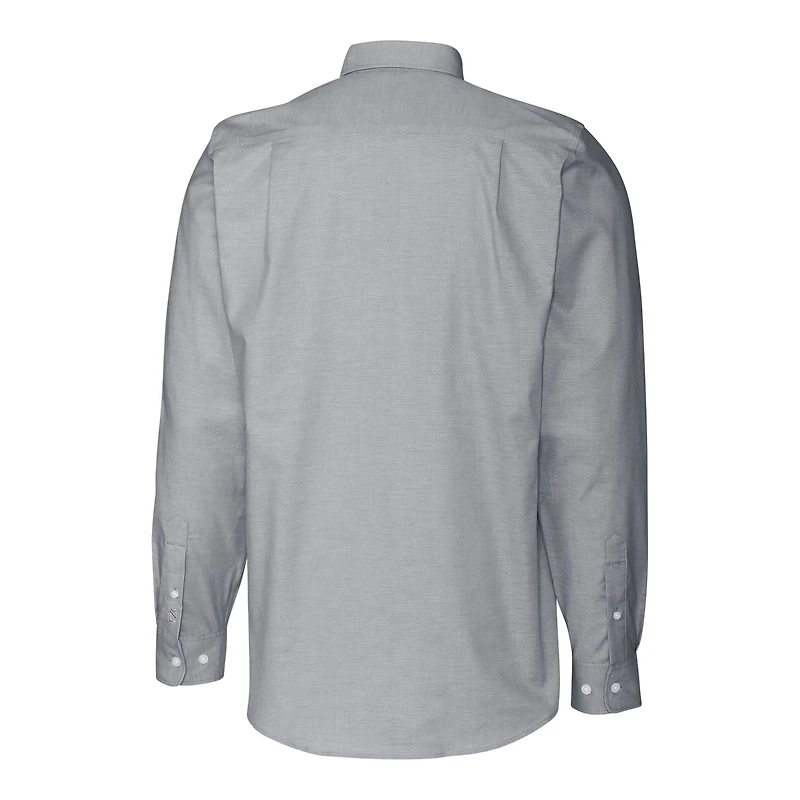 Chemise boutonnée en oxford extensible à manches longues et logo rétro des Dolphins de Miami pour homme, couleur anthracite, Cutter & Buck