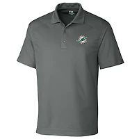 Men's Cutter & Buck Gray Miami Dolphins Big Tall DryTec Genre Polo