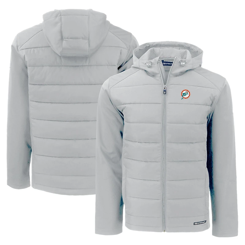 Veste à capuche entièrement zippée et recyclée en softshell hybride Evoke pour homme, gris, des Miami Dolphins