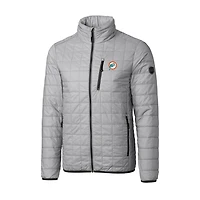 Doudoune isolante entièrement zippée Rainier PrimaLoft Eco pour homme, grise, avec logo rétro des Dolphins de Miami, Cutter & Buck
