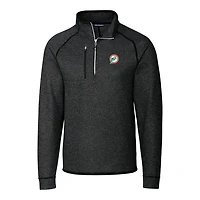 Men's Cutter & Buck Heather Charcoal Miami Dolphins Mainsail Sweater-Knit Big Tall Half-Zip Pullover Jacket