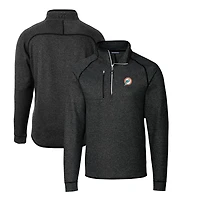 Men's Cutter & Buck Heather Charcoal Miami Dolphins Mainsail Sweater-Knit Big Tall Half-Zip Pullover Jacket