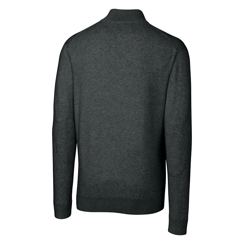 Pull-over zippé quart de tour pour homme, couleur anthracite chiné, coupe Cutter & Buck, logo rétro des Dolphins Miami, Lakemont Tri-Blend, grande taille