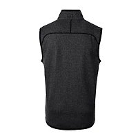 Gilet en tricot zippé avec logo rétro des Dolphins de Miami pour homme, Cutter & Buck, couleur anthracite chiné