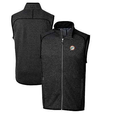 Gilet en tricot zippé avec logo rétro des Dolphins de Miami pour homme, Cutter & Buck, couleur anthracite chiné