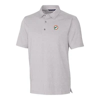 Polo extensible chiné gris Cutter & Buck pour homme avec logo rétro des Dolphins de Miami