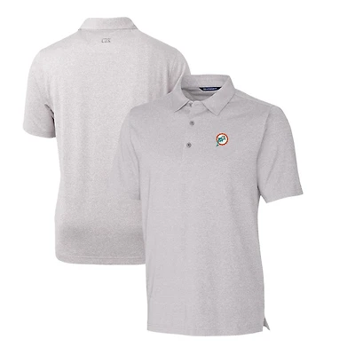 Polo extensible chiné gris Cutter & Buck pour homme avec logo rétro des Dolphins de Miami