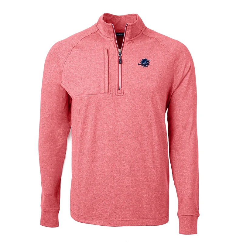 Pull-over zippé en tricot écologique Adapt Big & Tall pour homme, rouge chiné, Cutter Buck, Miami Dolphins