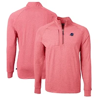 Men's Cutter & Buck  Heather Red Miami Dolphins Big Tall Adapt Eco Knit Quarter-Zip Pullover Top