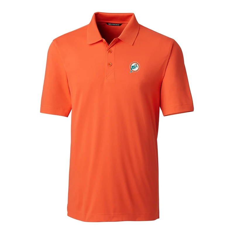 Men's Cutter & Buck Orange Miami Dolphins Throwback Logo Big Tall Forge Stretch Polo
