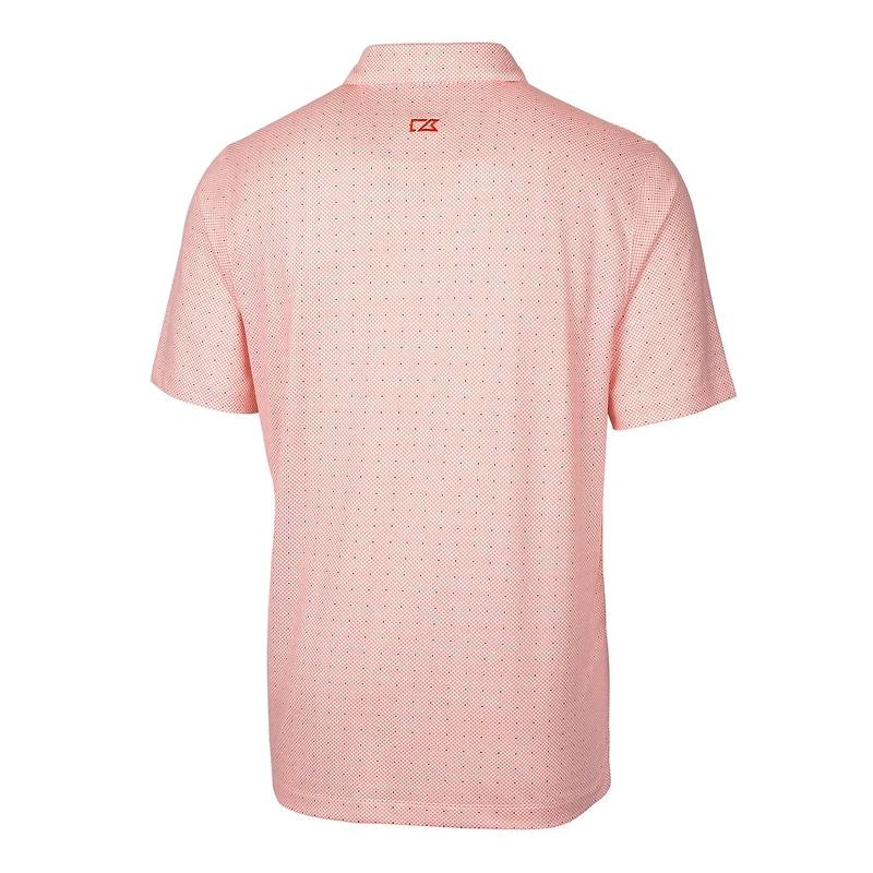 Men's Cutter & Buck Orange Miami Dolphins Throwback Logo Pike Double Dot Print Stretch Polo