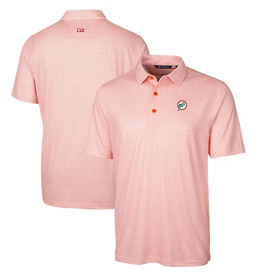 Polo stretch Cutter & Buck orange Miami Dolphins à logo rétro et imprimé double point