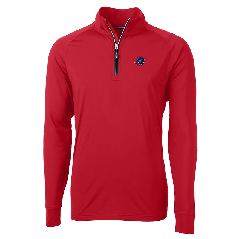 Pull-over zippé quart de tour en tricot extensible recyclé Adapt Eco Knit pour homme, coupeur et buck, rouge, Miami Dolphins, grandes tailles
