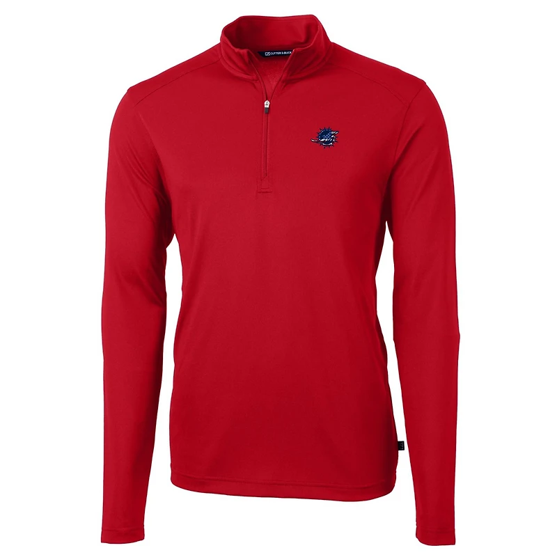 Veste zippée quart de tour Virtue Eco Pique recyclée pour homme, couleur rouge Cutter & Buck, Miami Dolphins, grande taille