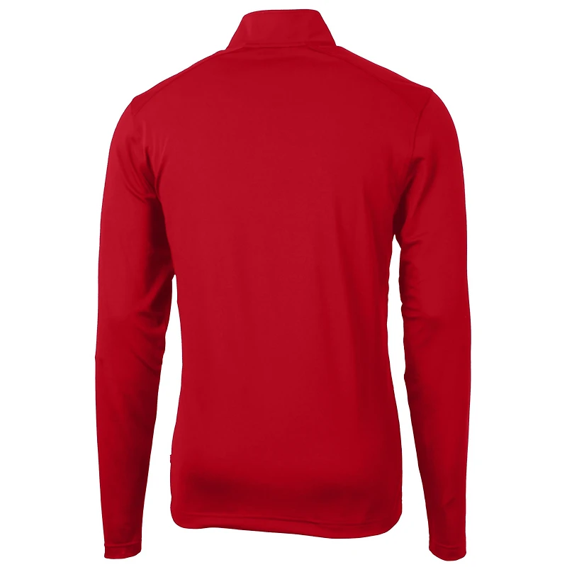 Men's Cutter & Buck Red Miami Dolphins Big Tall Virtue Eco Pique Recycled Quarter-Zip Jacket