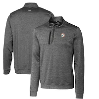 Pull zippé quart de tour pour homme Cutter & Buck Steel Miami Dolphins Stealth Heathered Big Tall Throwback Logo