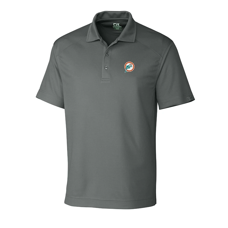 Polo texturé solide pour homme Cutter & Buck Steel Miami Dolphins avec logo rétro DryTec Genre