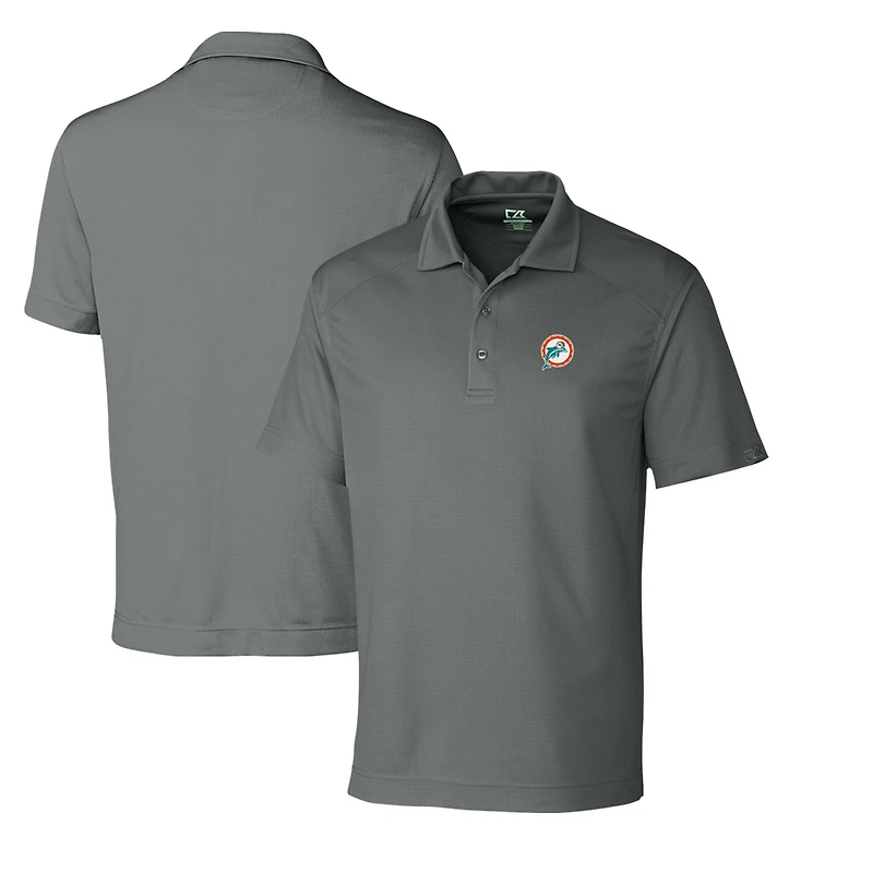 Polo texturé solide pour homme Cutter & Buck Steel Miami Dolphins avec logo rétro DryTec Genre